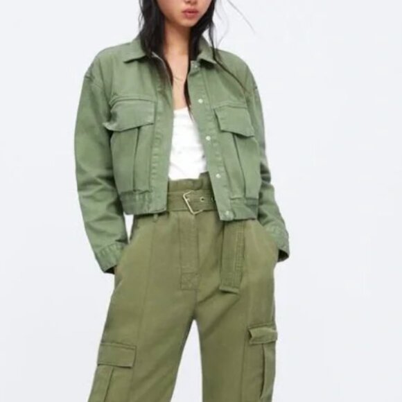 new Zara green oversized boxy fit jacket size large - Picture 2 of 2